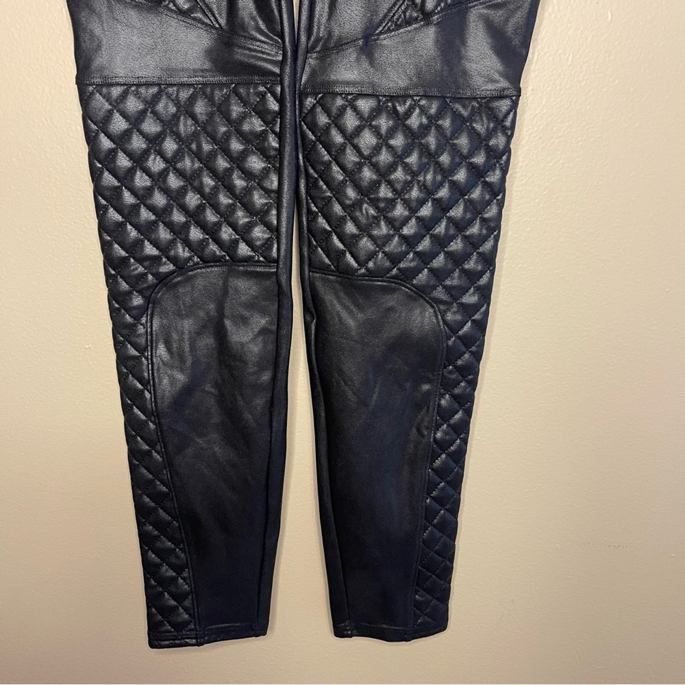 SPANX Black Faux Leather Moto Leggings - Picture 2 of 6